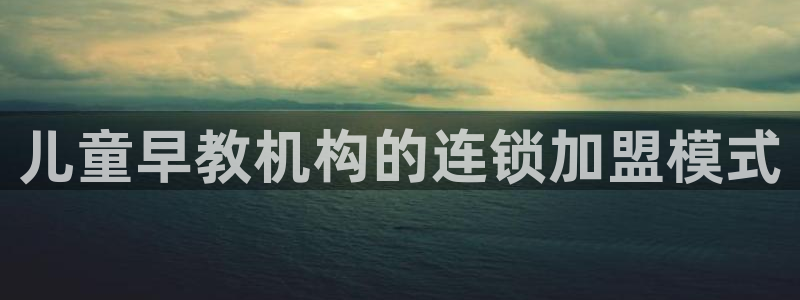 恒行登录老大6ll5l典型：儿童早教机构的连锁加盟模式