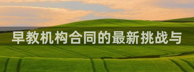 恒行2许74OOO5：早教机构合同的最新挑战与